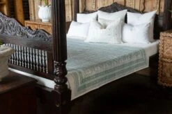 Seafoam Green Floral Print Cotton Bed Coverlet -Coco & Wolf Shop seafoam green floral print cotton bed coverlet 4837