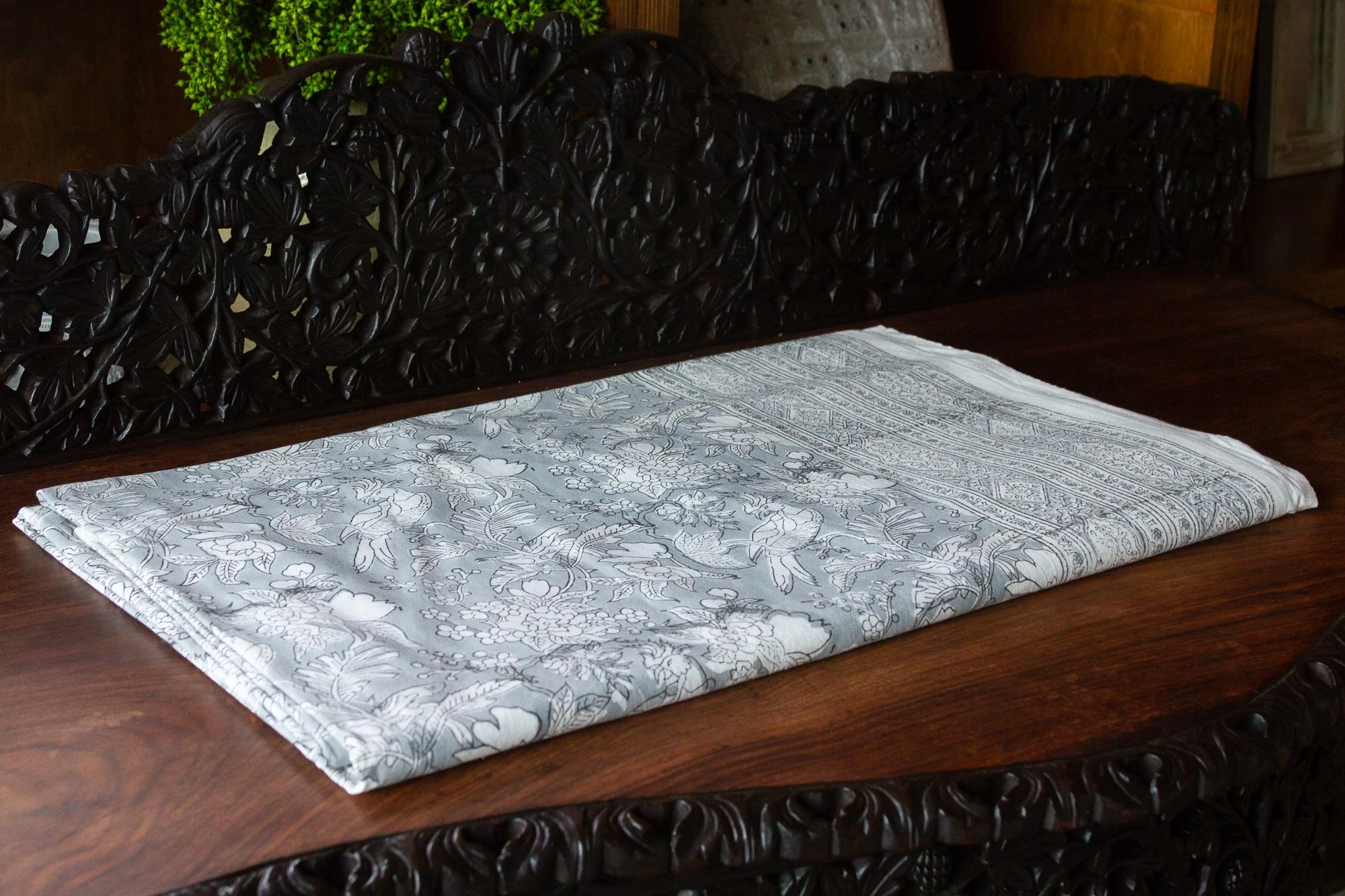 Songbird Floral Block Print Cotton Bed Spread 10 Songbird Floral Block Print Cotton Bed Spread - Image 8