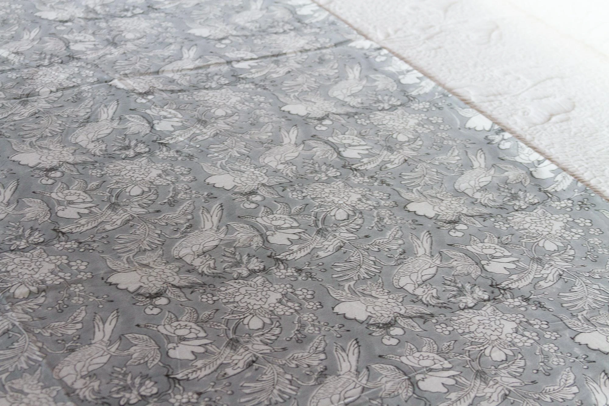 Songbird Floral Block Print Cotton Bed Spread 6 Songbird Floral Block Print Cotton Bed Spread - Image 4