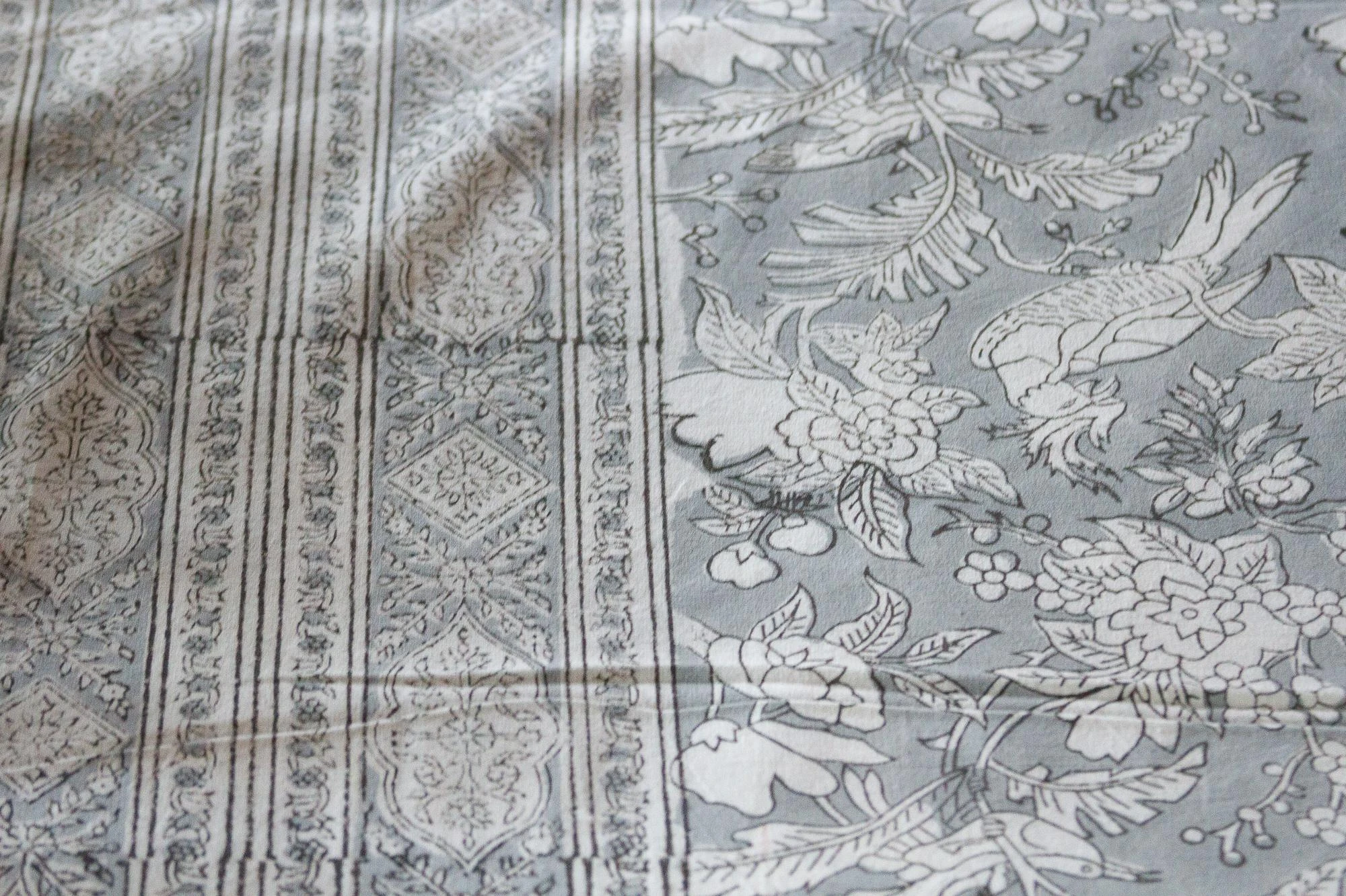 Songbird Floral Block Print Cotton Bed Spread 7 Songbird Floral Block Print Cotton Bed Spread - Image 5