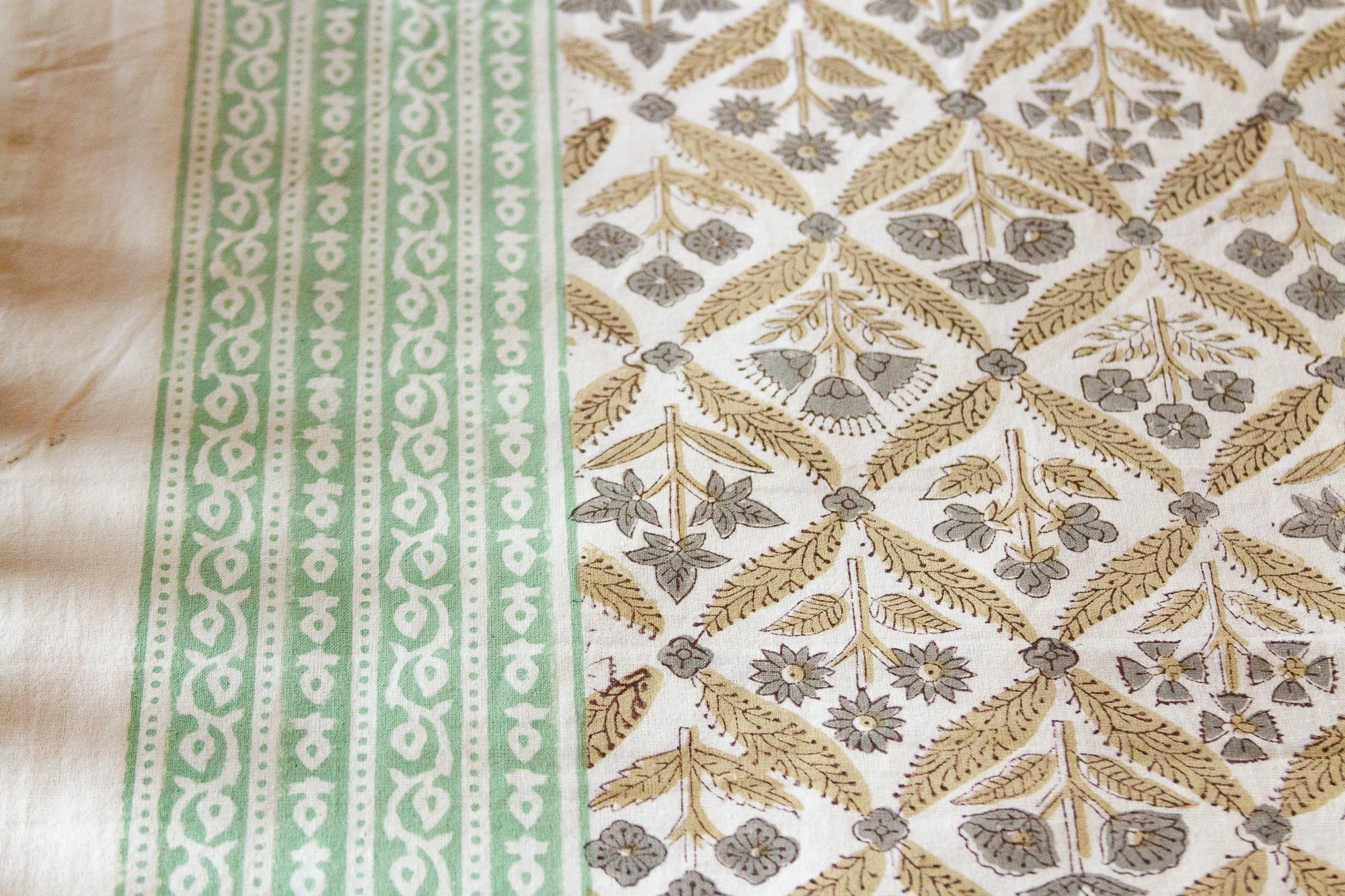 Spring Garden Block Print Cotton Bed Coverlet 6 Spring Garden Block Print Cotton Bed Coverlet - Image 4