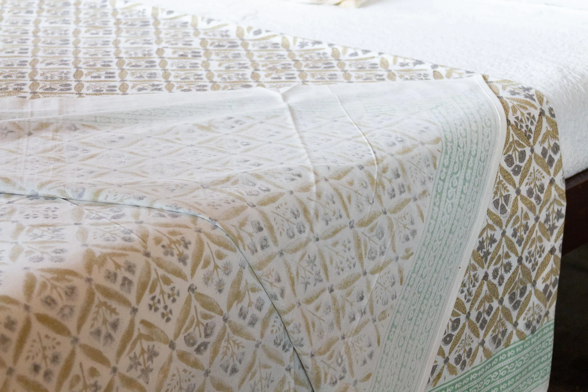 Spring Garden Block Print Cotton Bed Coverlet 7 Spring Garden Block Print Cotton Bed Coverlet - Image 5