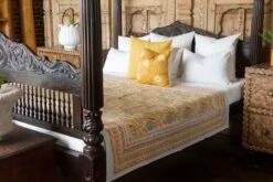 Spring Morning Block Print Cotton Bed Coverlet -Coco & Wolf Shop spring morning block print cotton bed coverlet 0014