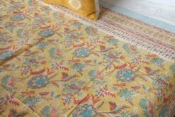 Spring Morning Block Print Cotton Bed Coverlet -Coco & Wolf Shop spring morning block print cotton bed coverlet 2544