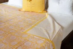 Sunflower Yellow Block Print Cotton Bed Coverlet -Coco & Wolf Shop sunflower yellow block print cotton bed coverlet 0932