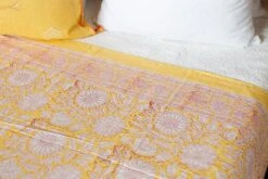 Sunflower Yellow Block Print Cotton Bed Coverlet -Coco & Wolf Shop sunflower yellow block print cotton bed coverlet 5584
