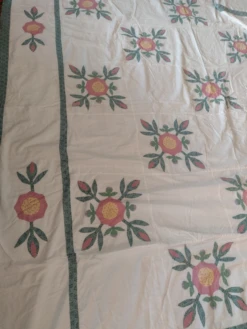 Vintage 1980s Hand Quilted Applique Floral Duvet Coverlet 21 Vintage 1980s Hand Quilted Applique Floral Duvet Coverlet -Coco & Wolf Shop vintage 1980s hand quilted applique floral duvet coverlet 7717