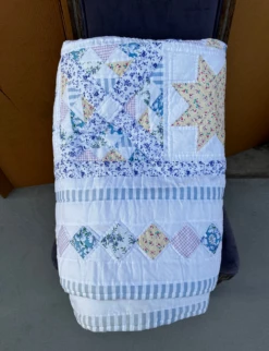 Vintage Pastel Blue/Pink Star Quilt -Coco & Wolf Shop vintage pastel bluepink star quilt 7683