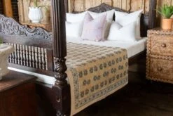 Wild Anemone Block Print Cotton Bed Spread -Coco & Wolf Shop wild anemone block print cotton bed spread 8075