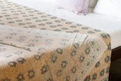 Wild Anemone Block Print Cotton Bed Spread -Coco & Wolf Shop wild anemone block print cotton bed spread 9534